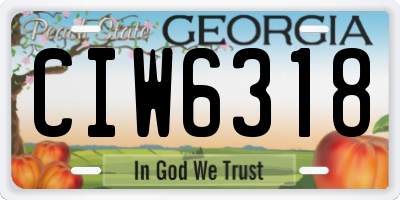 GA license plate CIW6318