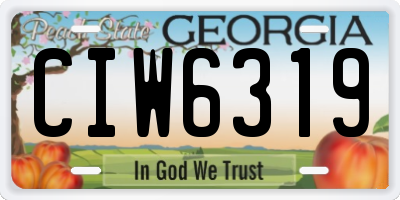 GA license plate CIW6319