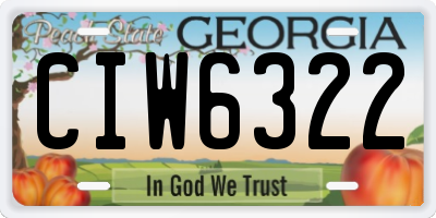 GA license plate CIW6322