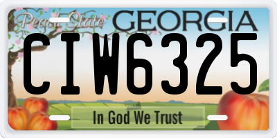 GA license plate CIW6325