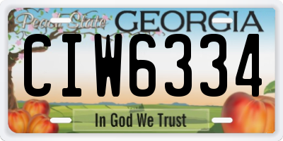GA license plate CIW6334