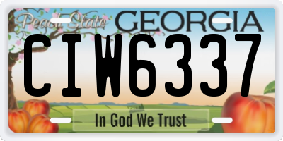 GA license plate CIW6337