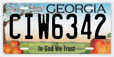 GA license plate CIW6342