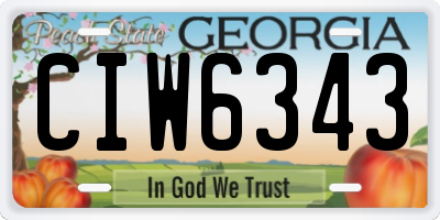 GA license plate CIW6343