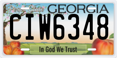 GA license plate CIW6348