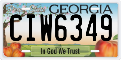 GA license plate CIW6349