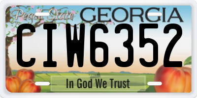 GA license plate CIW6352