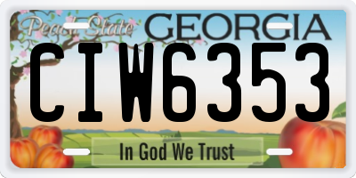 GA license plate CIW6353