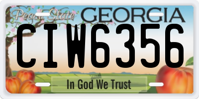 GA license plate CIW6356