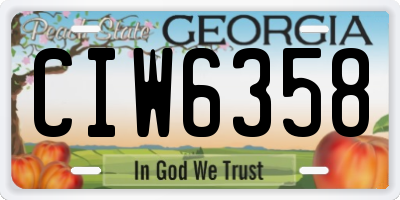 GA license plate CIW6358