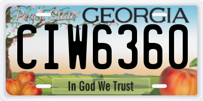 GA license plate CIW6360