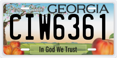 GA license plate CIW6361