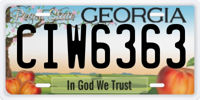GA license plate CIW6363