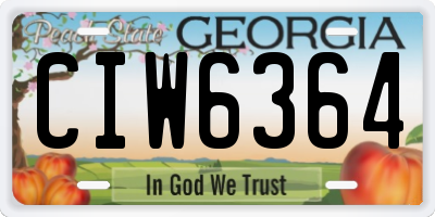 GA license plate CIW6364