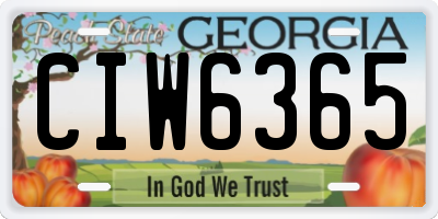GA license plate CIW6365
