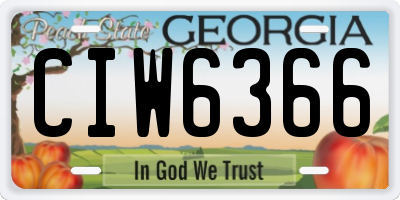 GA license plate CIW6366