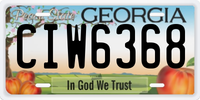 GA license plate CIW6368
