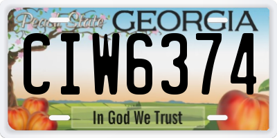 GA license plate CIW6374