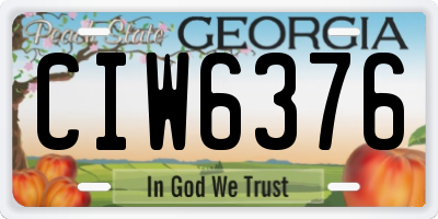 GA license plate CIW6376