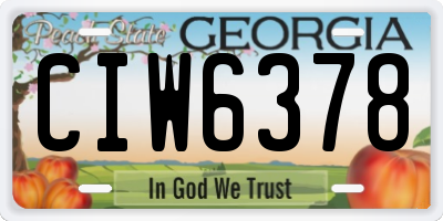 GA license plate CIW6378