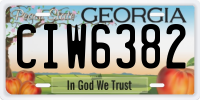 GA license plate CIW6382