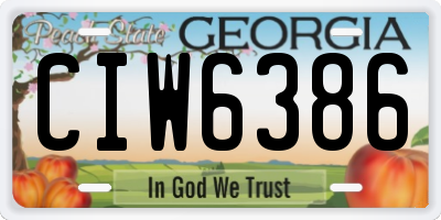 GA license plate CIW6386