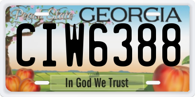 GA license plate CIW6388