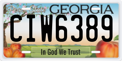 GA license plate CIW6389