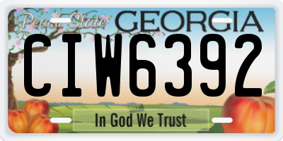 GA license plate CIW6392