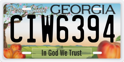 GA license plate CIW6394