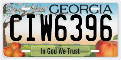 GA license plate CIW6396
