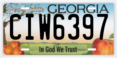 GA license plate CIW6397