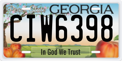 GA license plate CIW6398