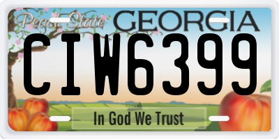 GA license plate CIW6399