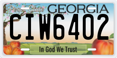 GA license plate CIW6402