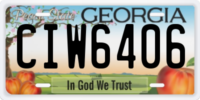 GA license plate CIW6406