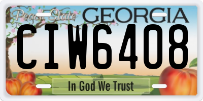 GA license plate CIW6408
