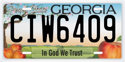 GA license plate CIW6409