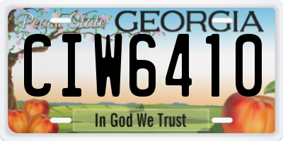 GA license plate CIW6410