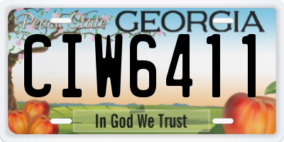 GA license plate CIW6411