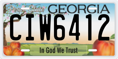 GA license plate CIW6412