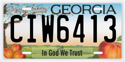 GA license plate CIW6413