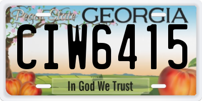 GA license plate CIW6415