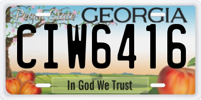 GA license plate CIW6416