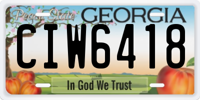 GA license plate CIW6418