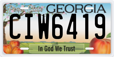GA license plate CIW6419