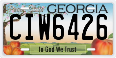 GA license plate CIW6426