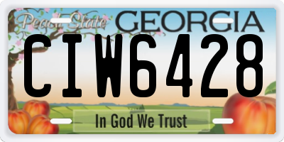 GA license plate CIW6428