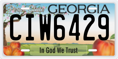 GA license plate CIW6429