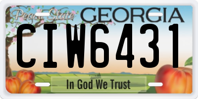 GA license plate CIW6431
